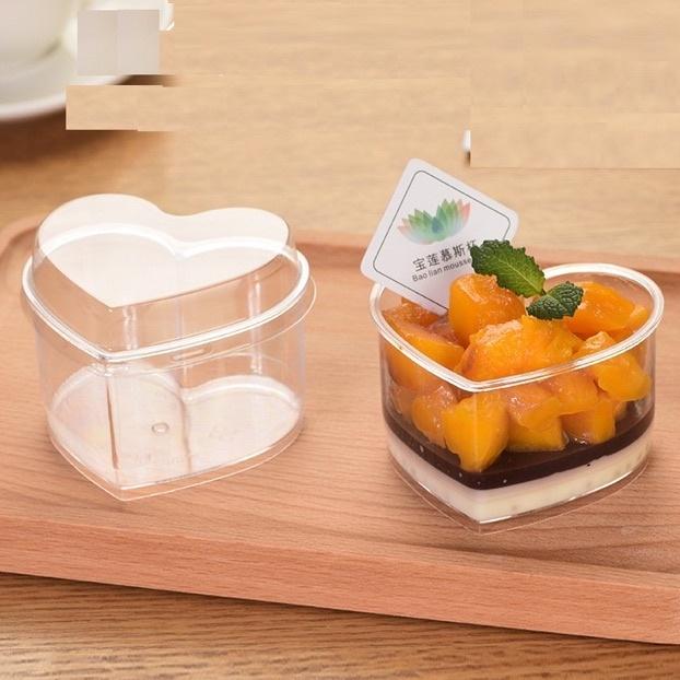 50 Ly Tim Có Nắp Đựng Bánh Lạnh Tiramisu - Mousse - Panna Cotta - 7745