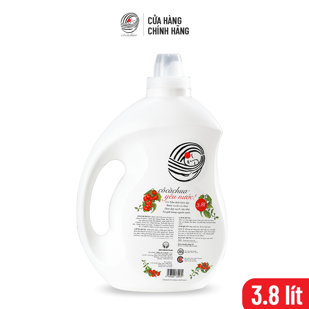 Nước Rửa Chén Sinh Học Cô Cà Chua Mới Toanh An Toàn Cho Bé Bảo Vệ Da Tay 3.8L