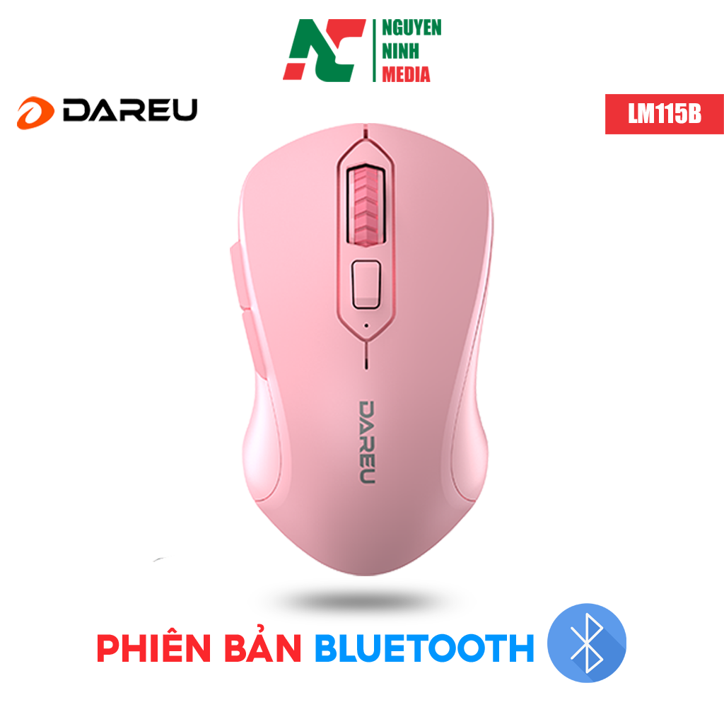 Chuột Bluetooth Dareu LM115B Pink (Màu Hồng) - Kết Nối Điện Thoại, iPad, Macbook - Hàng Chính Hãng