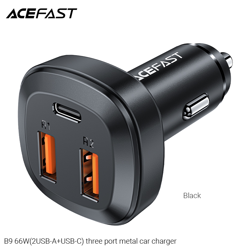 Sạc ô tô Acefast 66W 3 cổng 2xUSB-A + USB-C - B9 Hàng chính hãng Acefast