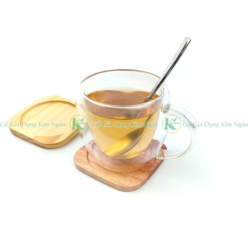 Lót Ly Gỗ Vuông Lòng Tròn Gỗ Tự Nhiên, Lót Ly Gỗ Xà Cừ Gỗ Thông - Gỗ Kim Ngân