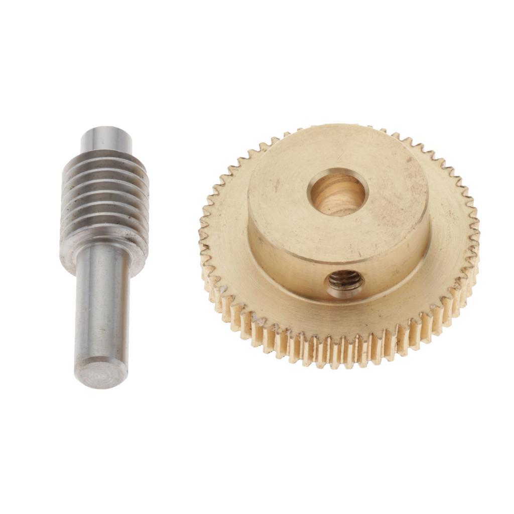0.5 Modulus Brass Worm Gear Wheel 60 Tooth + Steel Gear Shaft Set 2X