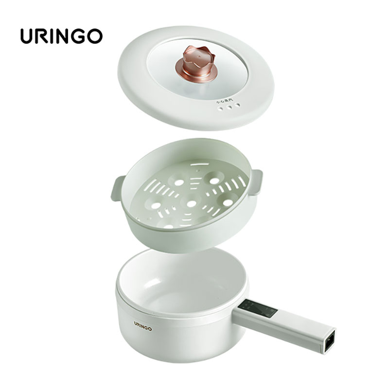 Nồi điện đa năng URINGO 1.6L 2L 3L phủ gốm sứ chống dính cho gia đình