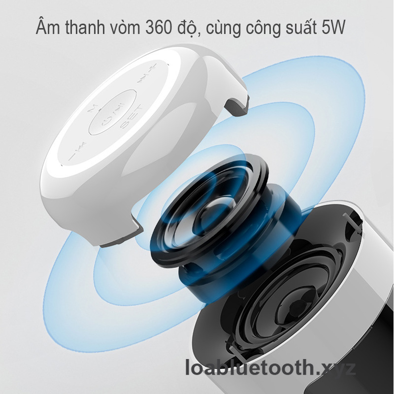 Loa bluetooth mini JM01 giá rẻ, bass mạnh, led hiển thị giờ kèm đồng hồ báo thức, âm thanh vòm 360 độ, pin 8h