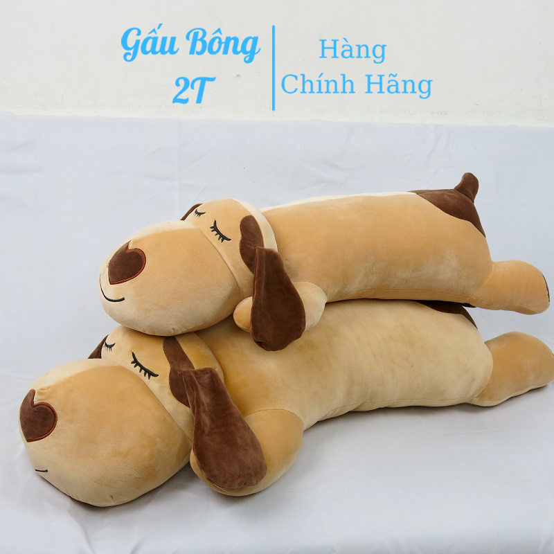 Gấu Bông Gối Ôm Chó Mũi Tim 2T Ngộ Nghĩnh Vải Nhung Cao Giãn 4 Chiều