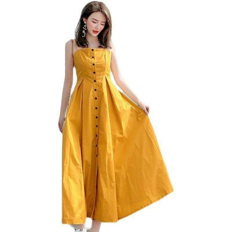 ĐẦM MAXI VÀNG 2 DÂY
