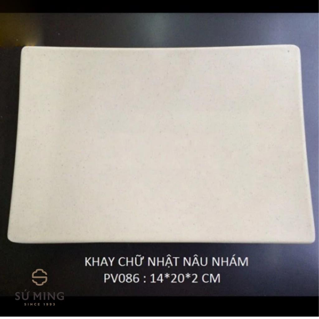 Đĩa Chữ Nhật Nâu Đá Nhựa Melamine Cao Cấp Dùng Trong Nhà Hàng, Quán Ăn