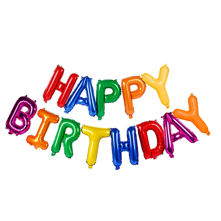 Bong bóng chữ Happy Birthday nhiều màu