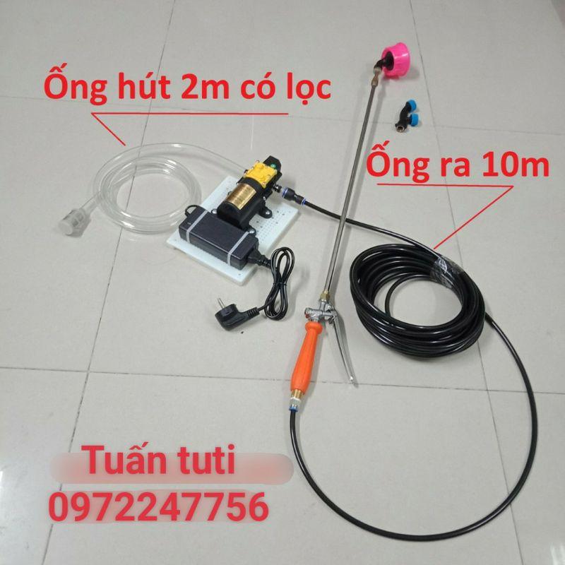 Bộ phun thuoc, tưới cây, tưới lan, phân bơm đơn Việt nhật, sinleader 7lít/p dùng dây 8mm rửa xe, rửa máy lạnh