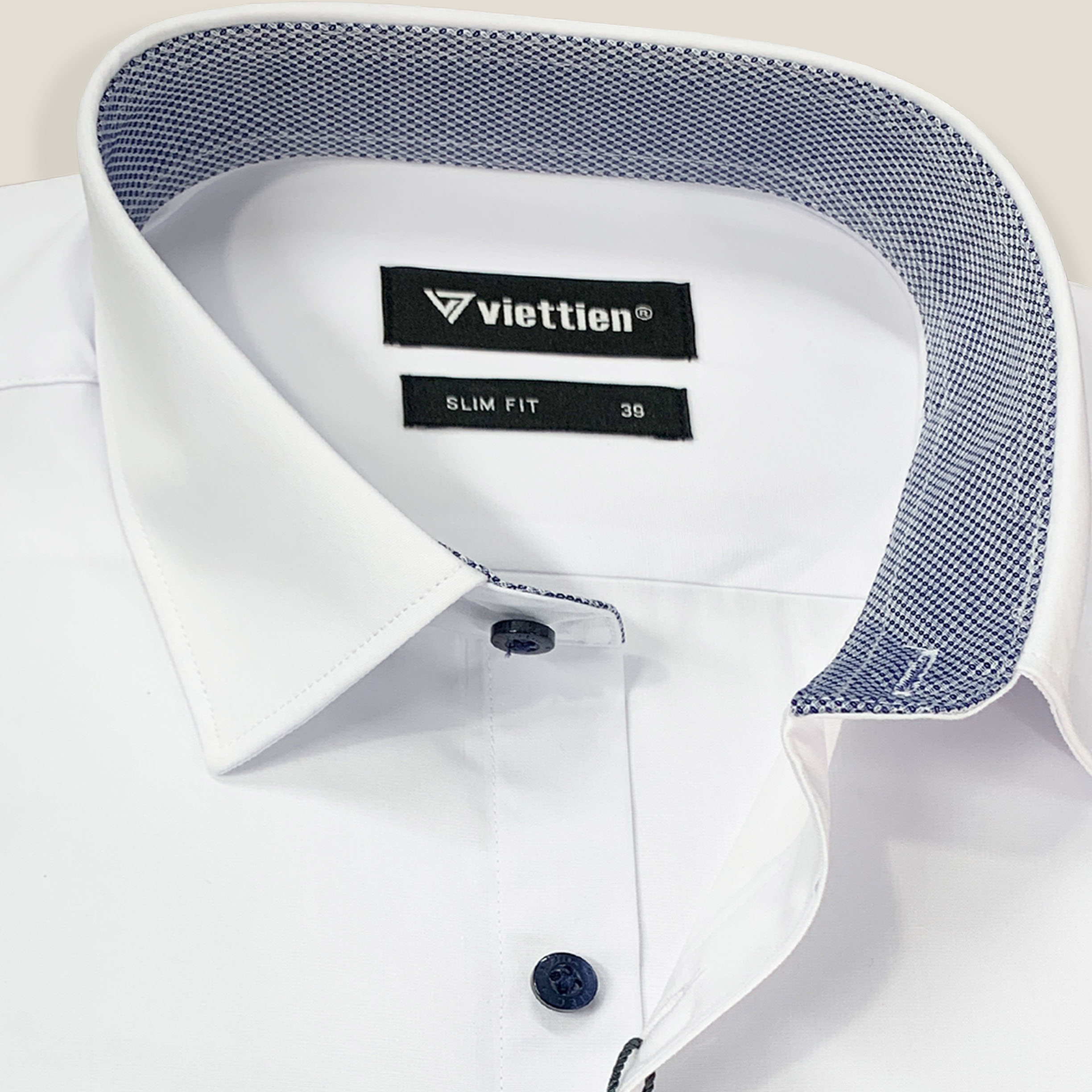 Áo Sơ Mi Việt Tiến Ôm Slim Fit Trắng