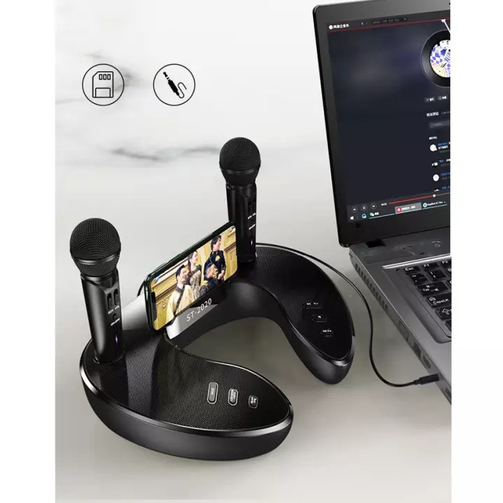 Loa bluetooth cao cấp ST 2020 - Dàn âm thanh karaoke mini - Mặt đồng hồ led cực đẹp - Tặng kèm 2 micro không dây - Loa karaoke bluetooth xách tay thời trang - Công nghệ mới thiết kế độc đáo - Bass đôi cực chất - Giao màu ngẫu nhiên