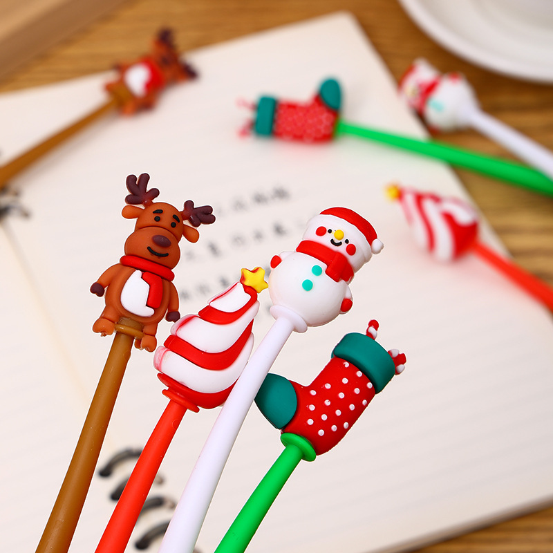 Set 5 Cây Bút gel dẻo noel, giáng sinh mực xanh 0.5mm làm quà tặng merry christmas