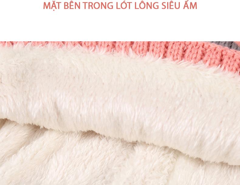Mũ Len Nữ Trùm Tai Lót Lông Phong Cách Hàn Quốc Dễ Thương