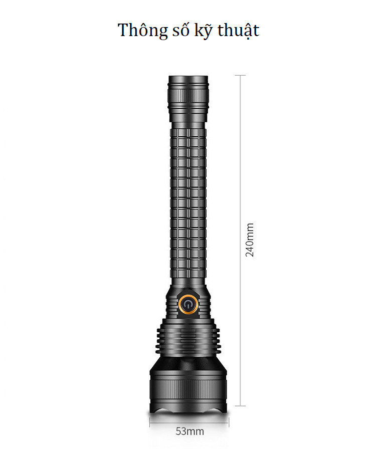 Đèn pin sạc điện cầm tay siêu sáng, thiết kế vỏ kim loại chắc chắn, chống nước P18 ( Tặng kèm đèn pin bóp tay không dùng pin ngẫu nhiên )