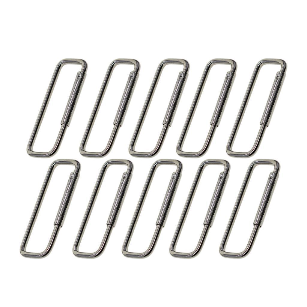 10Pcs Rectangle Carabiner Clips Hook Portable Durable Multifunctional Metal Sturdy DIY Keychain Clips Spring Buckle for Outdoor Indoor Bags