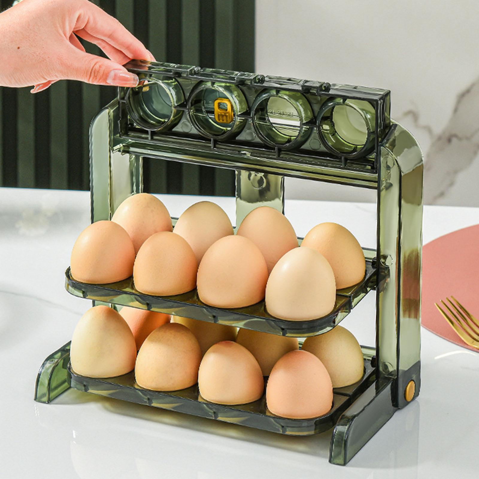 Creative overturn Egg Box Three Layers Stackable Organizer Bin for Freezer