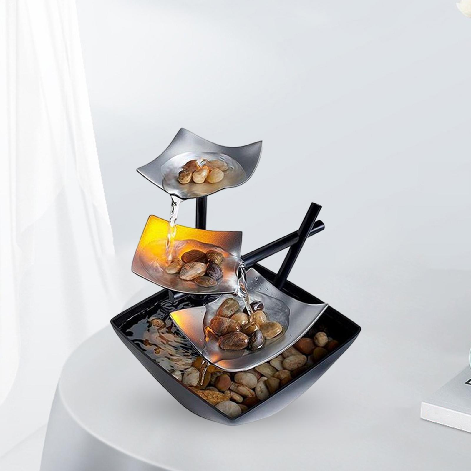 Relaxation Tabletop Fountain USB Powered with Pump Rocks for Feng Shui Decor