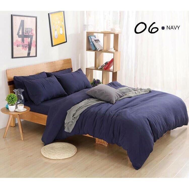 BỘ CHĂN GA GỐI POLY COTTON - Xanh Navy
