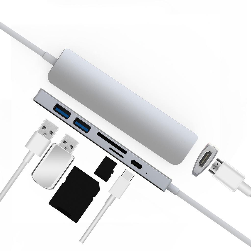 USB C HUB Adapter Type C Hub with 4K 6in1 Combo Hub for