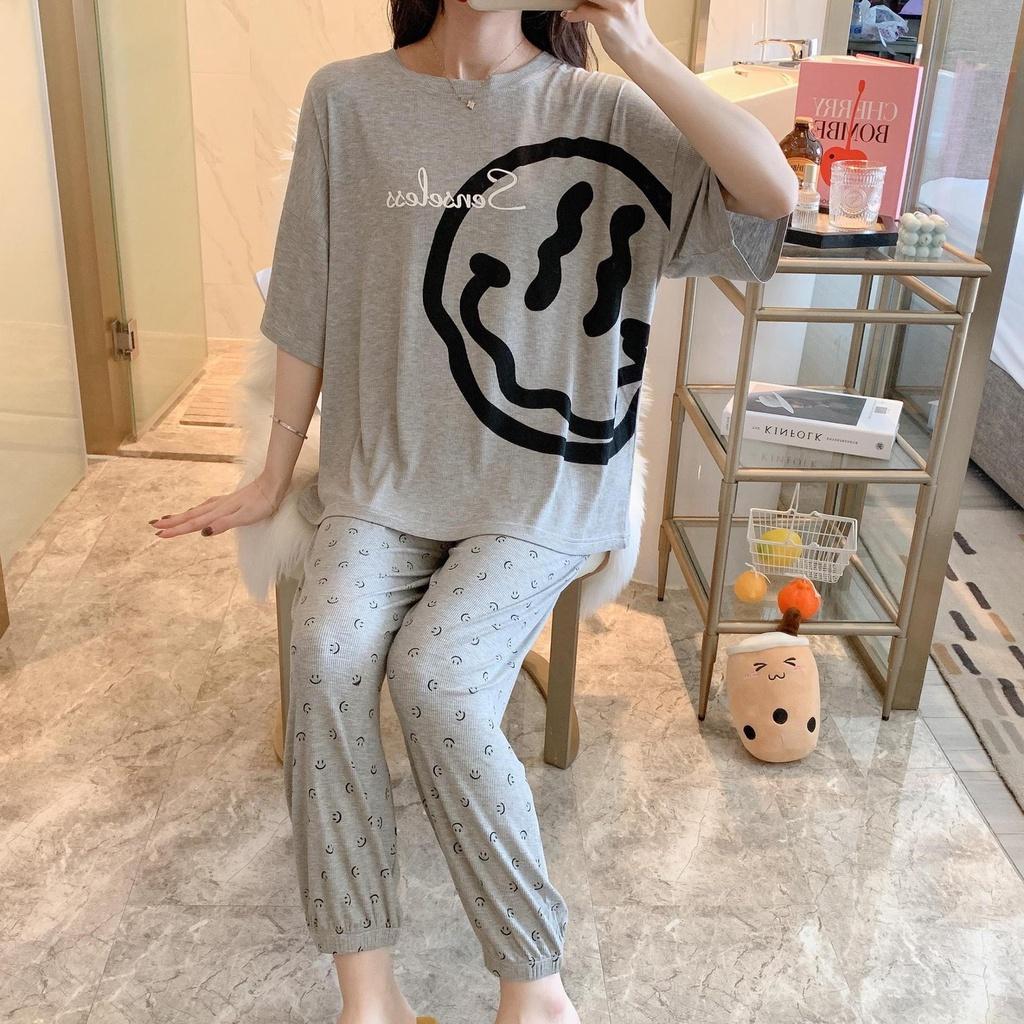 Đồ bộ nữ mặc nhà thời trang mới nhất - Chất liệu Cotton cao cấp - ( Mặt Cười Lớn )