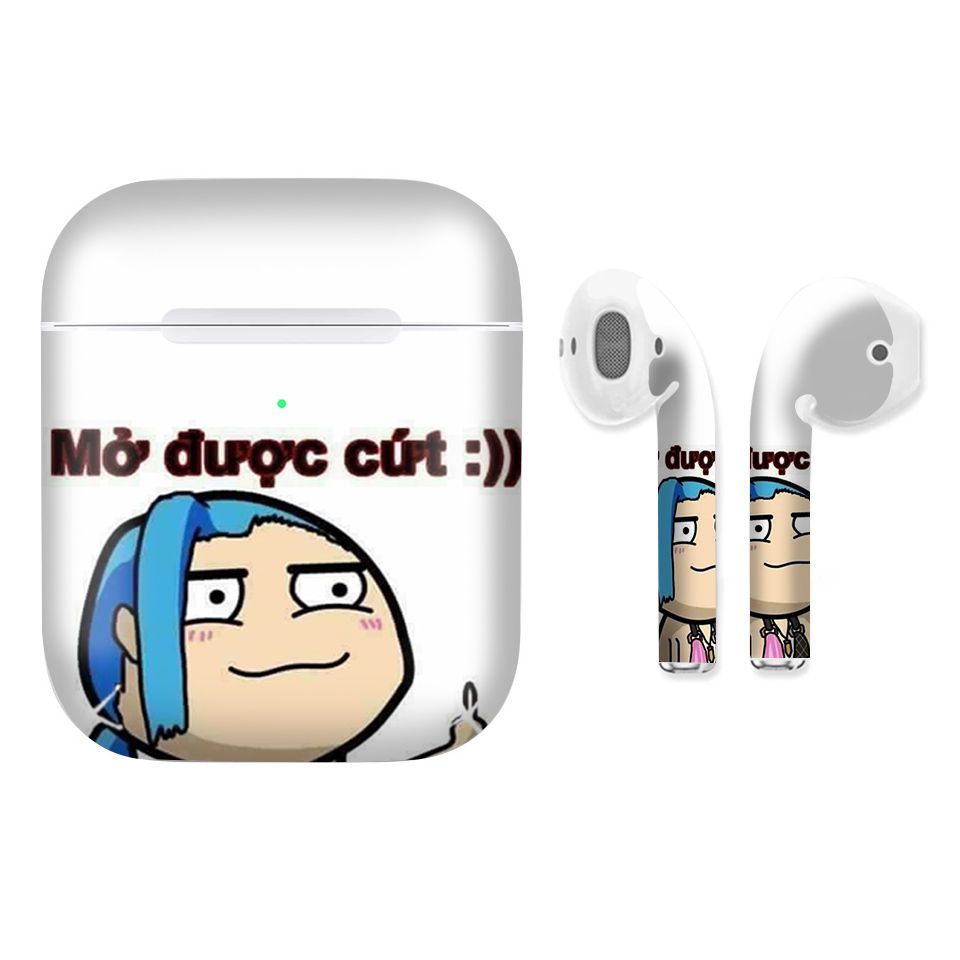 Miếng dán skin chống bẩn cho tai nghe AirPods in hình Mở sao được - fun031 (bản không dây 1 và 2)