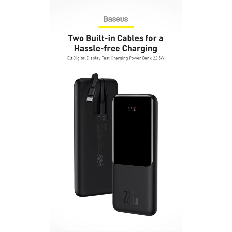 Pin Sạc Dự Phòng 10000mah 22.5W Baseus Tích Hợp Dây Cáp Sạc Nhanh Type C Và IP - Hàng Chính Hãng