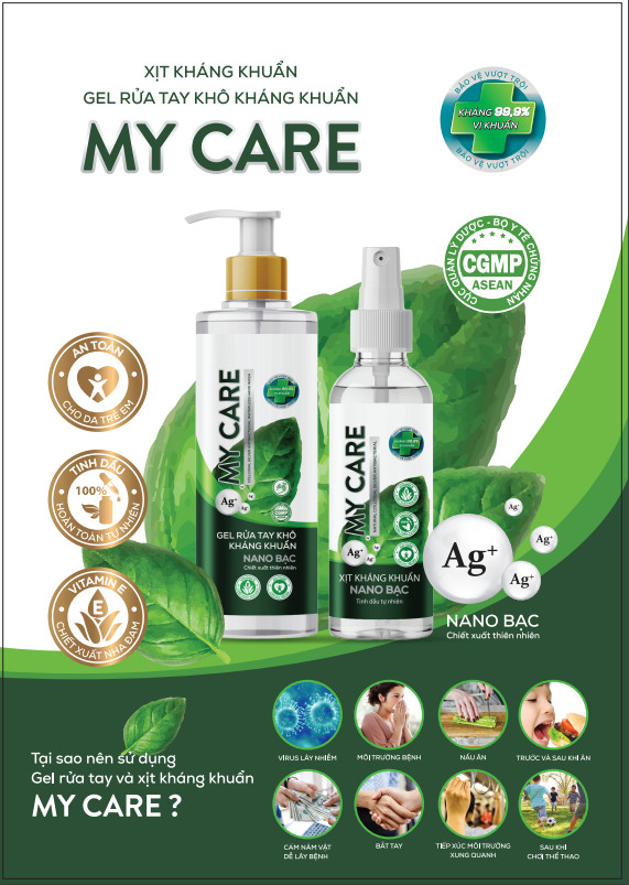 COMBO 3 CHAI NƯỚC RỬA TAY KHÔ MY CARE NANO BẠC DẠNG XỊT 100ML