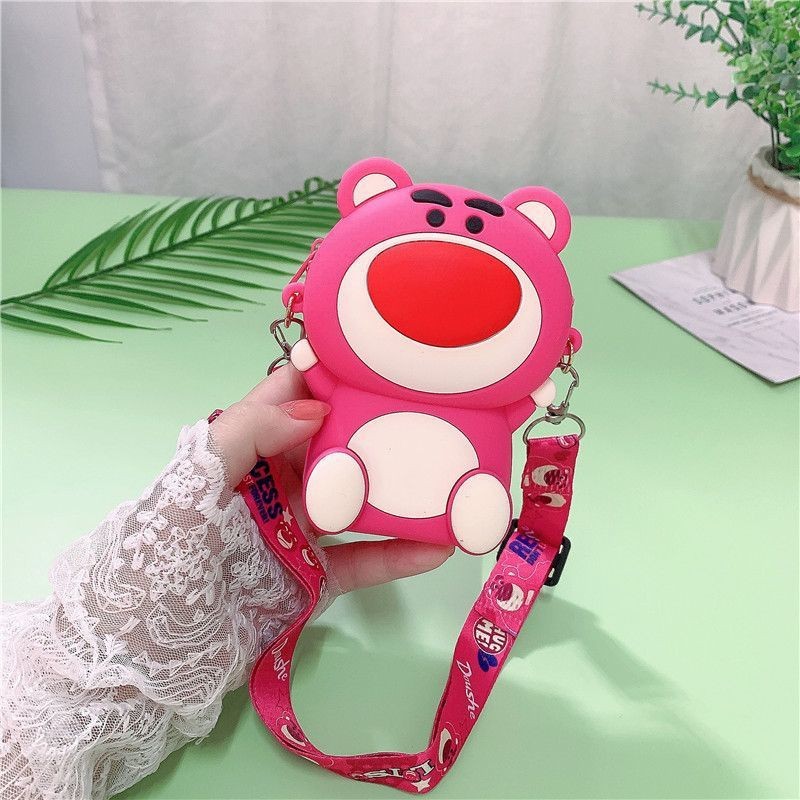 Túi Đeo Chéo Silicon Hình Gấu Hồng Lotso Dễ Thương