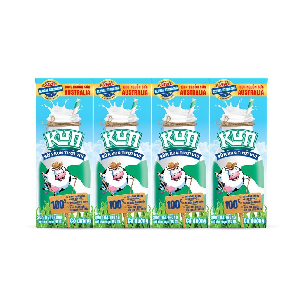 Sữa Kun tươi vui có đường thùng 48 hộp x 180ml