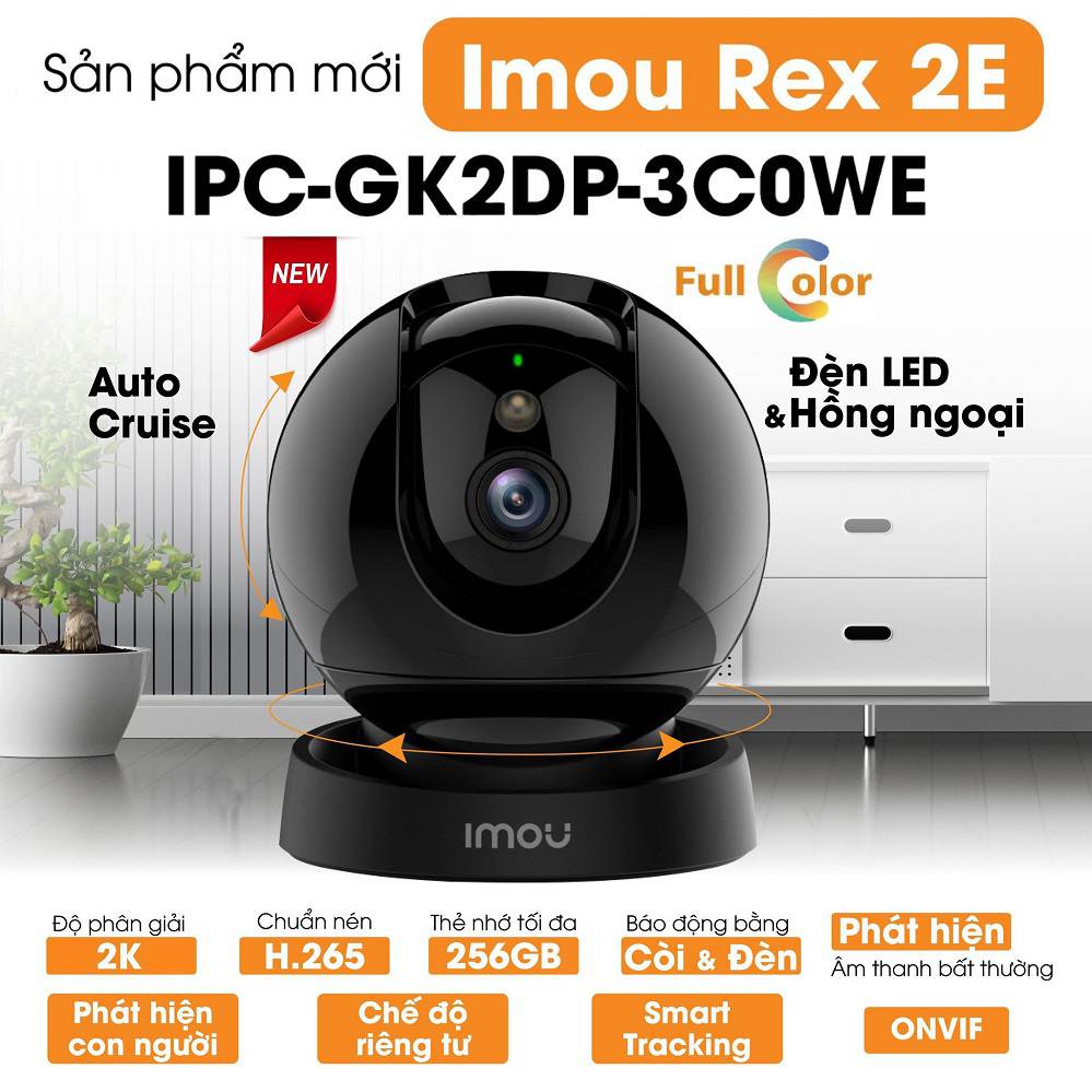 Camera REX 2E IMOU GK2DP Độ Nét 2K-3MP Và 3K-5MP Xoay 360, Đàm Thoại 2 Chiều - Hàng chính hãng