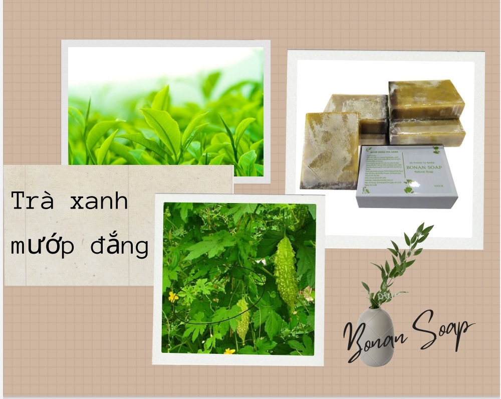 Xà phòng mướp đắng trà xanh Bonan hữu cơ 100gr