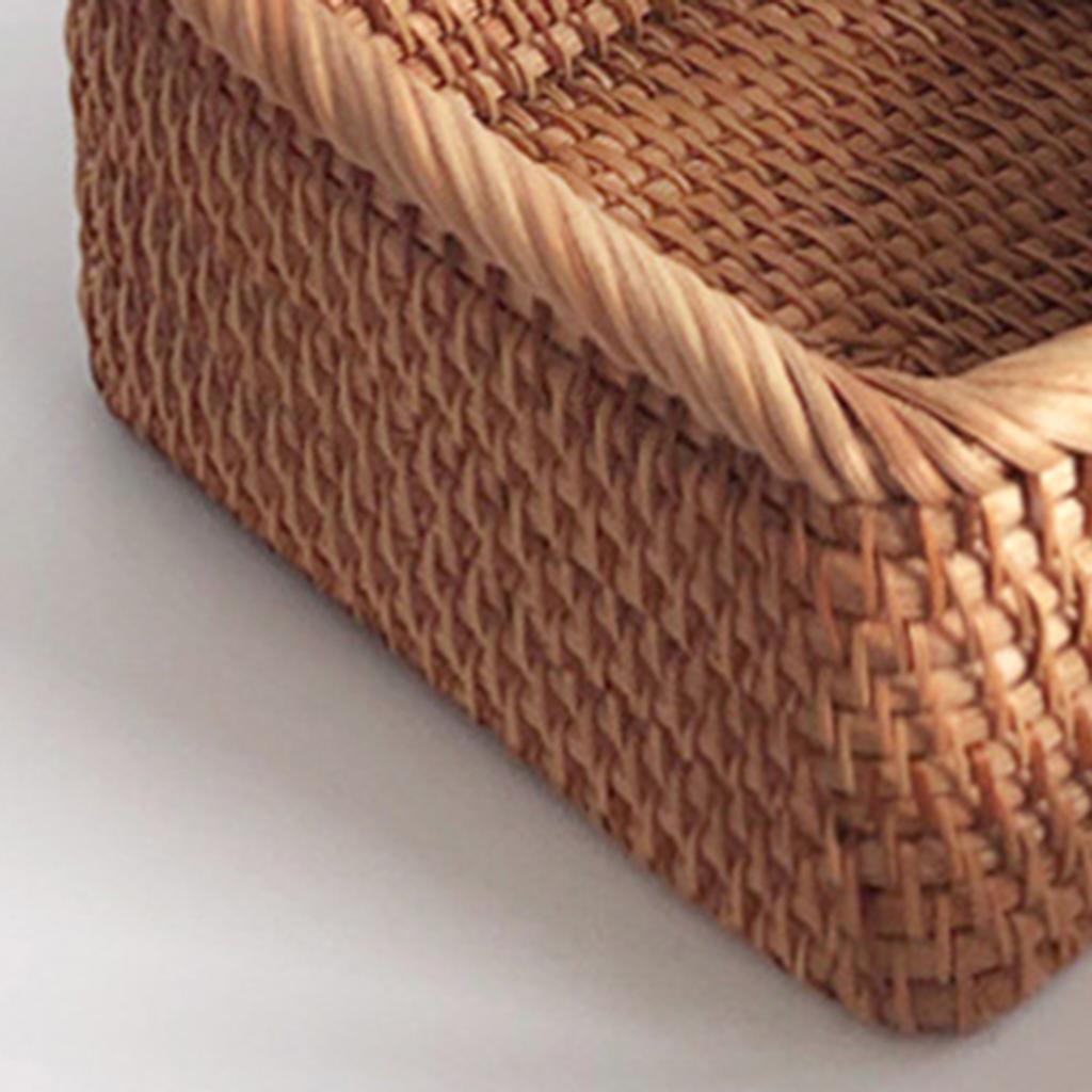 Handwoven Bread Basket Wicker Storage Tray Tea Drinks Home Decor