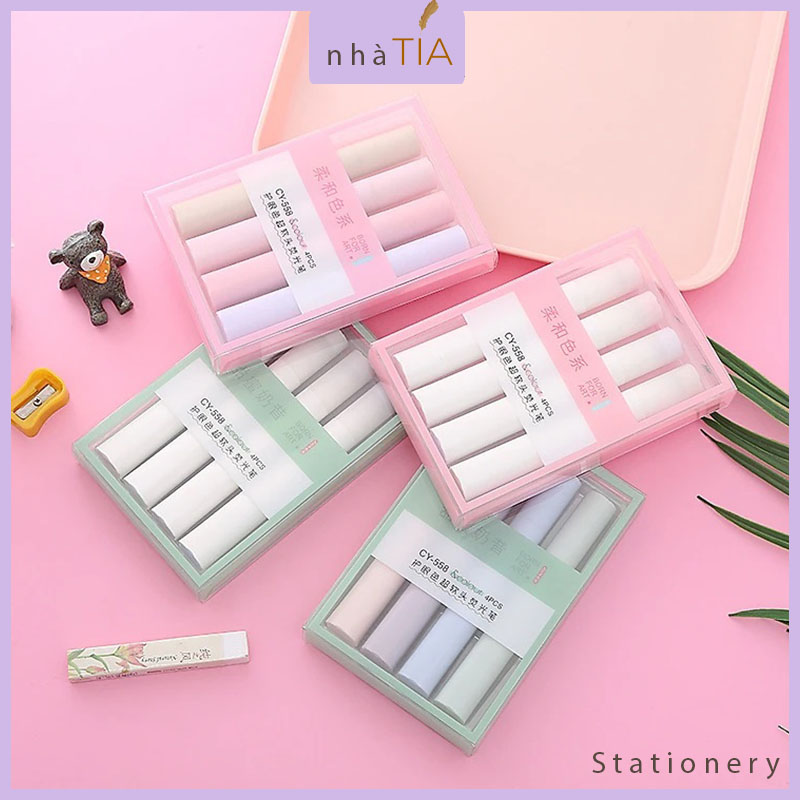 Set 4 bút highlight cao cấp BON FOR ART màu pastel