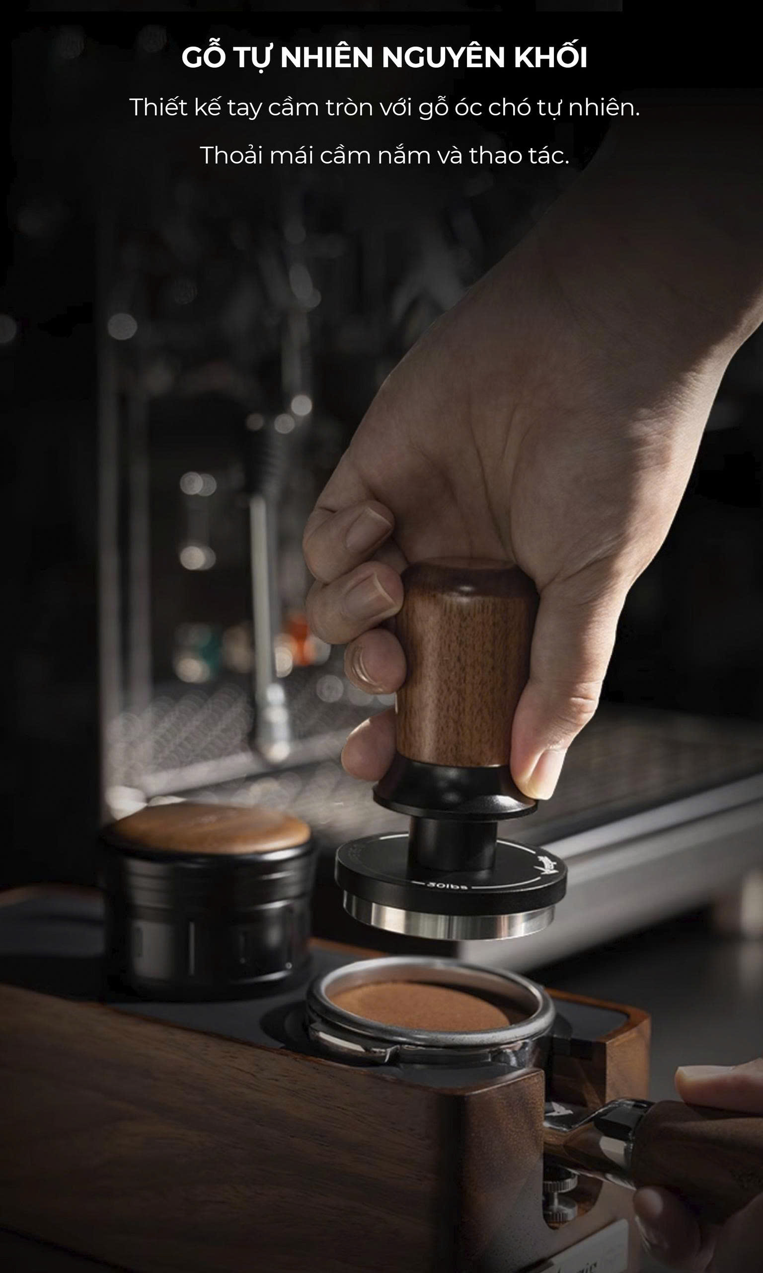 Feepie Tamper nén cà phê cố định lực cân bằng Wood charm