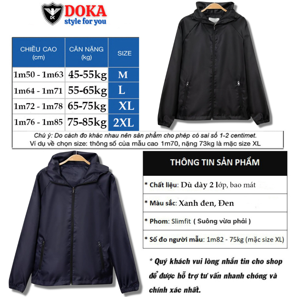 Áo khoác dù nam hai lớp chống nước có nón, áo khoác nam dày dặn đi phượt cao cấp DK31 (Nhiều Màu)