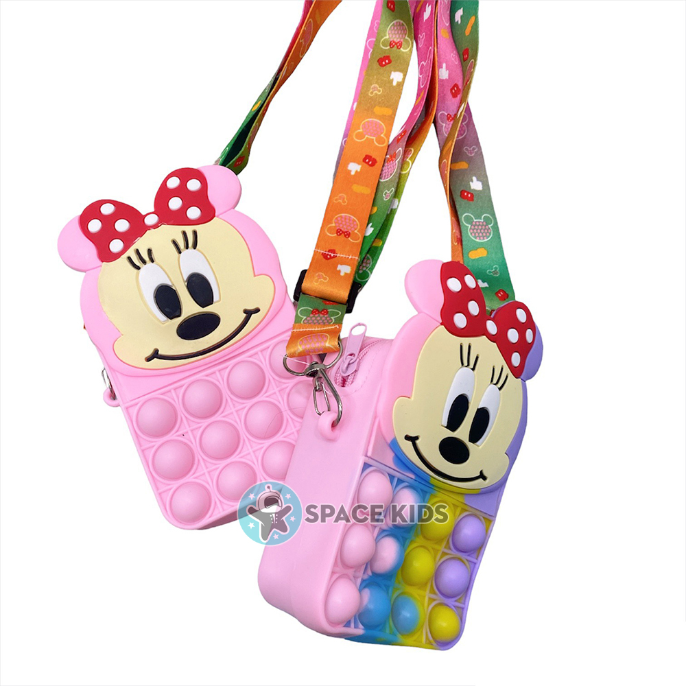 Túi đeo chéo cho bé gái, túi đeo chéo pop it cho trẻ em hình Mickey mouse