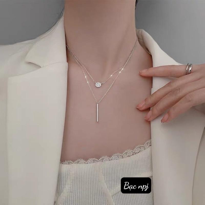 Dây chuyền chập đôi bạc xinh, Vòng cổ nữ Bạc Ta - Bạc npj
