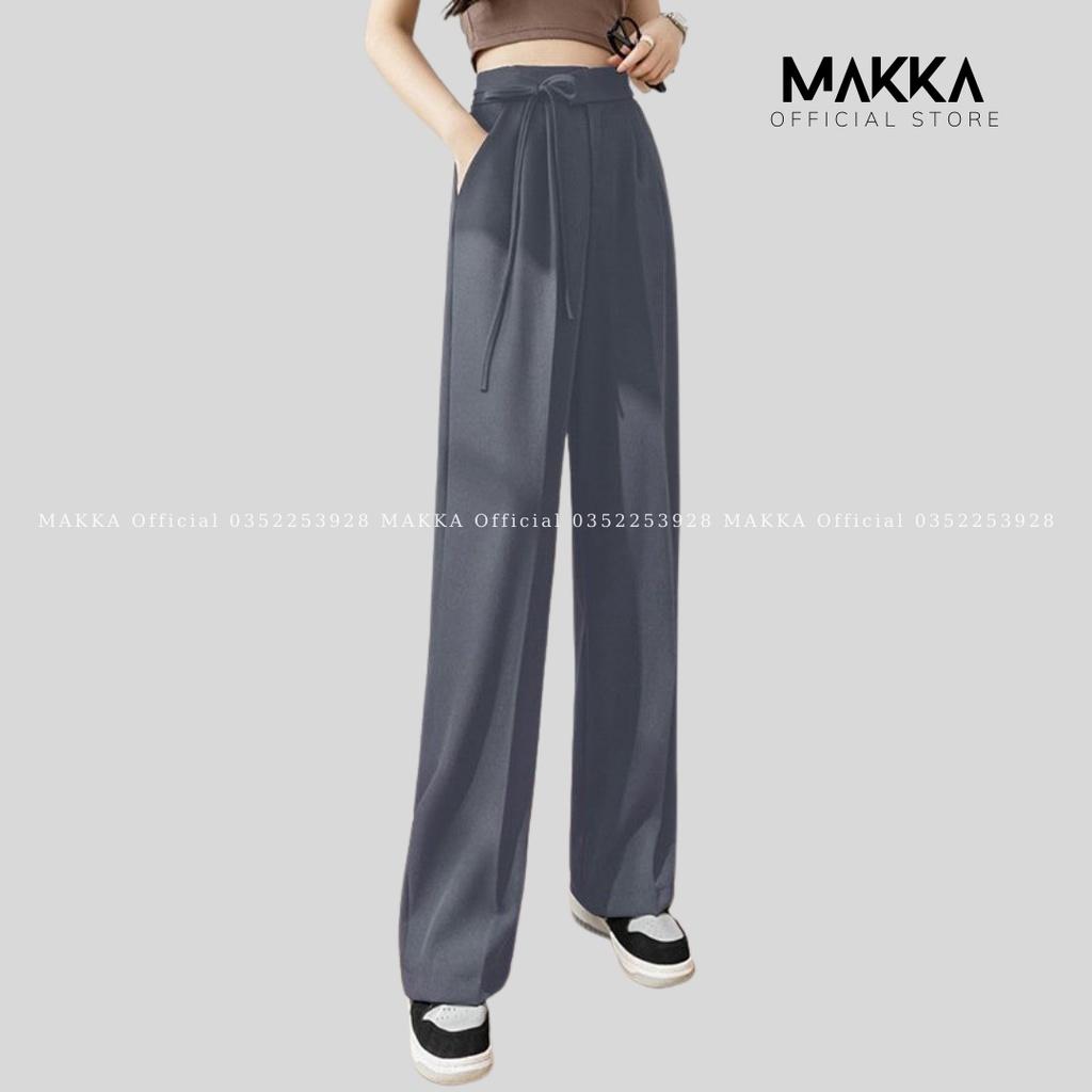 Quần Ống Rộng MAKKA cạp cao thắt dây cực xinh, quần tây công sở suông dài MAKKA