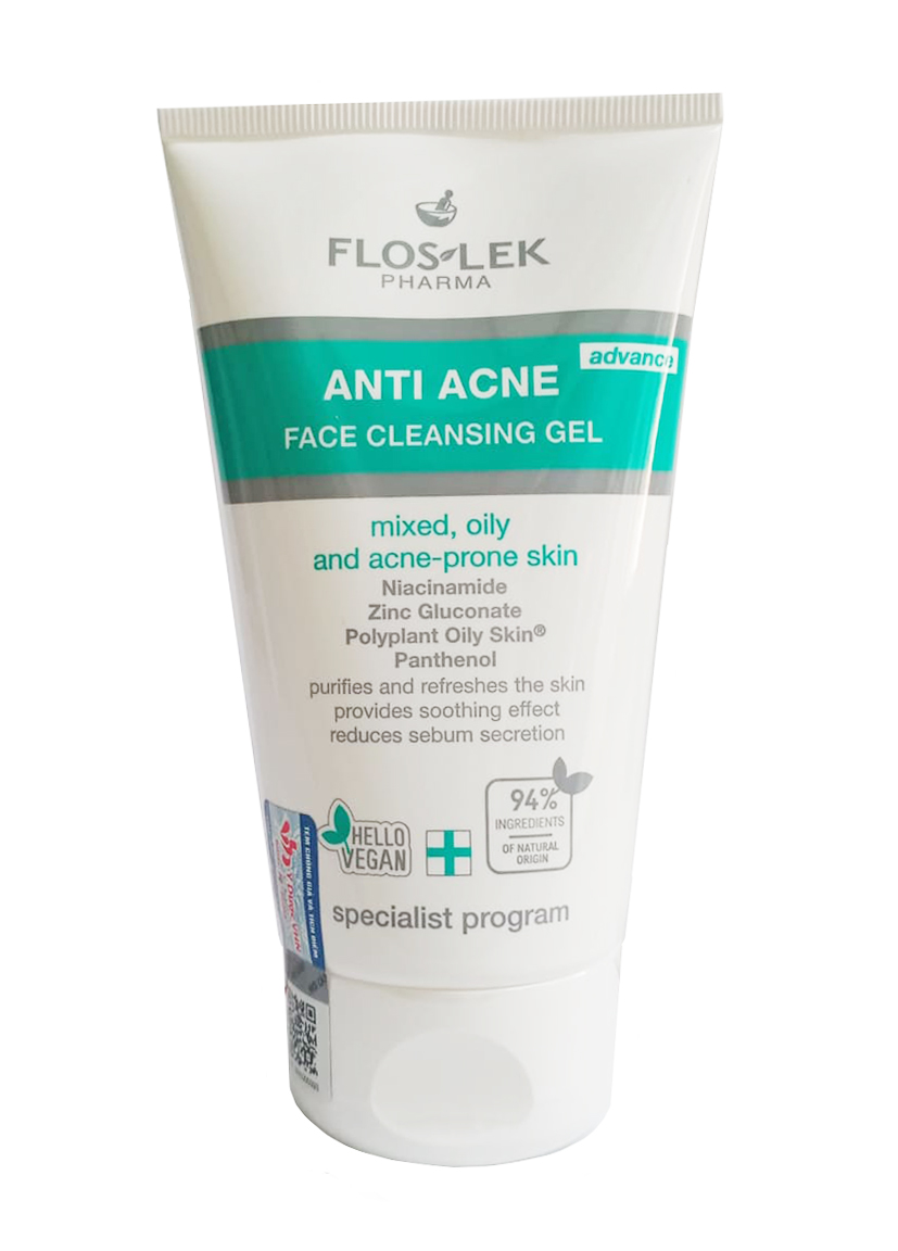 Sữa rửa mặt làm sạch da, diệt khuẩn cho da nhờn mụn Floslek Anti Acne Bacterial Face Cleansing Gel 125ml + Tặng 1 mặt nạ Dermal bất kỳ