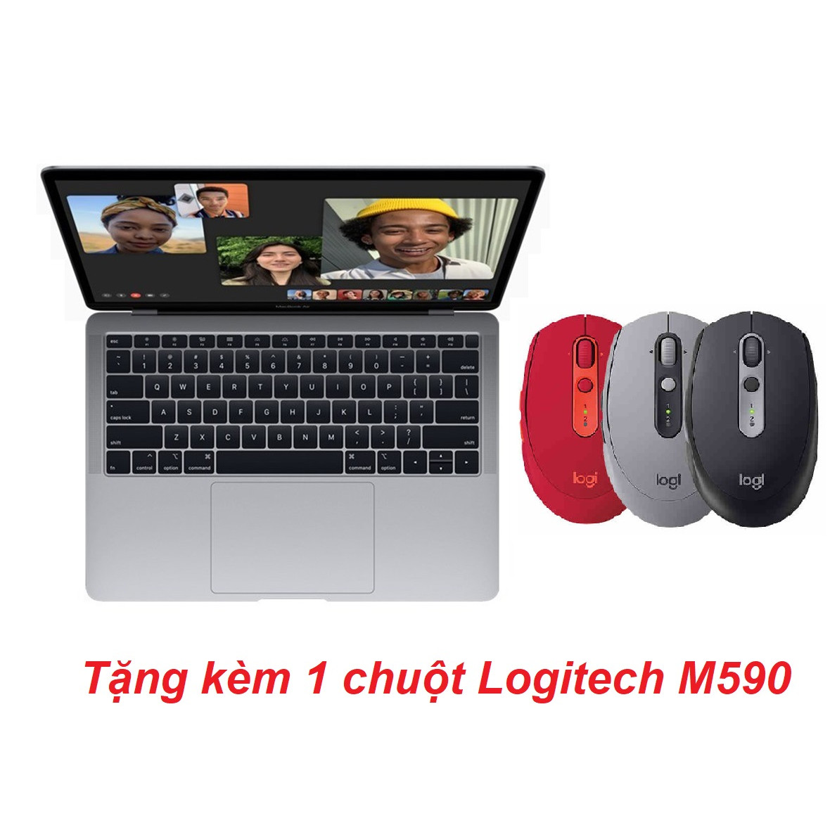 Apple Macbook Air 2020 M1 - 13 Inchs (Apple M1/ 16GB/ 256GB) Màu Xám Tặng kèm 1 chuột Logitech M590 - Hàng Chính Hãng