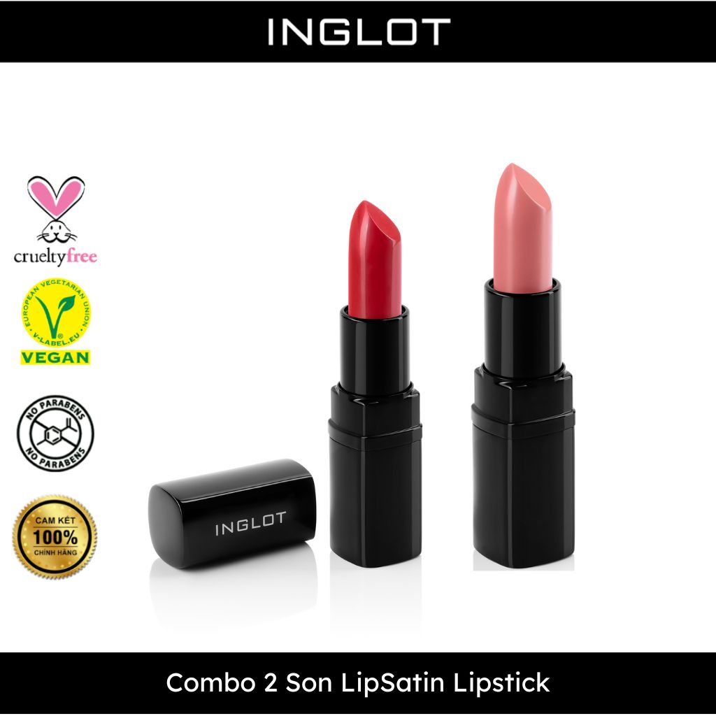 Bộ trang điểm môi 2 Son thỏi Satin Lipstick INGLOT