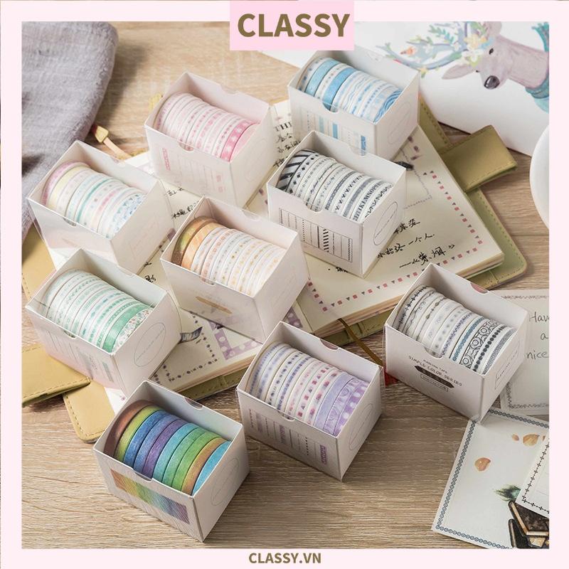 Hộp 10 cuộn băng keo  Classy trang trí mini nhiều họa tiết dễ thương PK1272