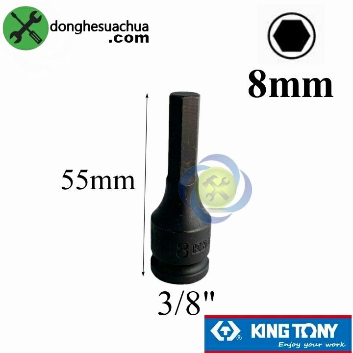 Tuýp lục giác 8mm Kingtony 305508M loại 3/8 loại đen thép CR-MO
