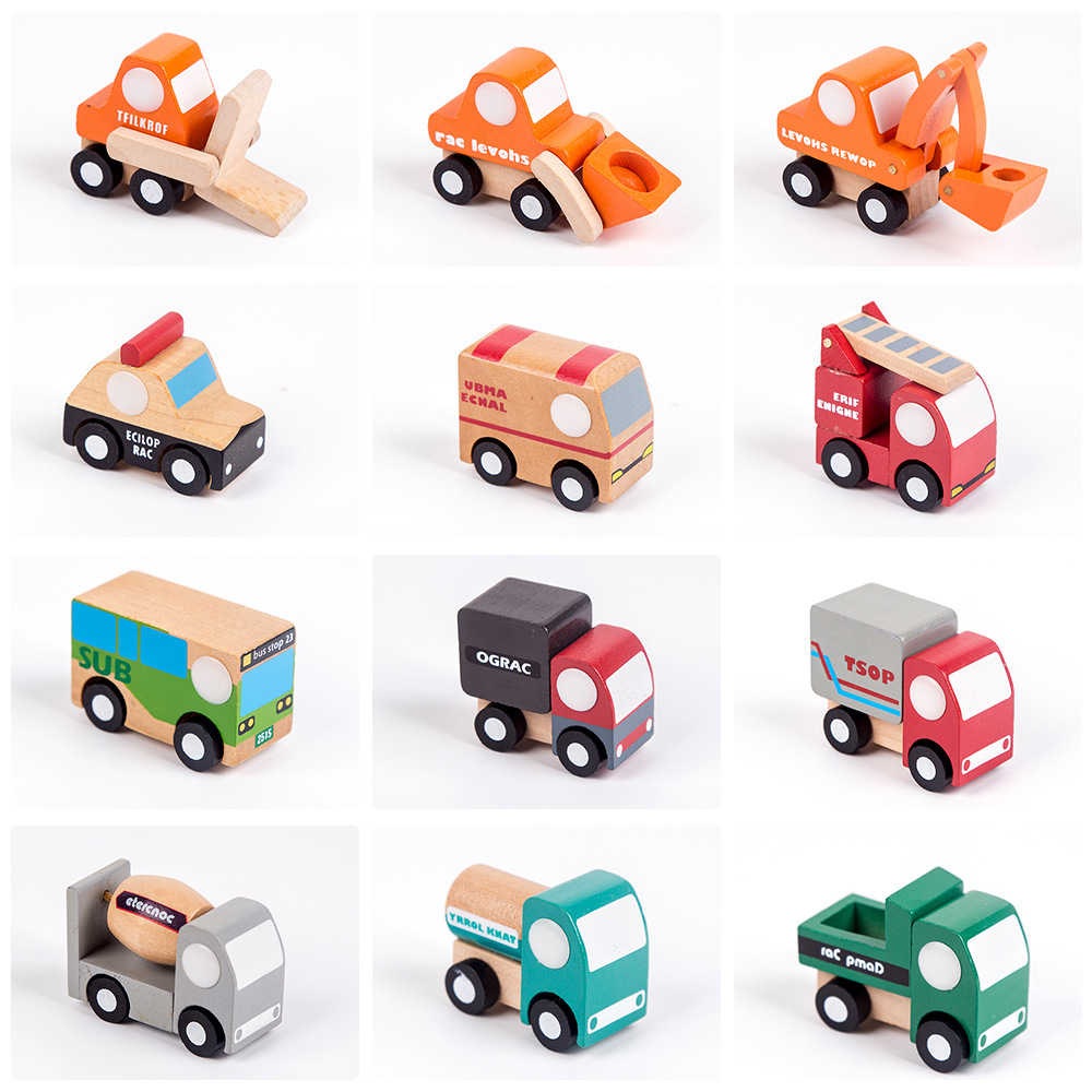 Bộ đồ chơi gỗ 12 mô hình xe phương tiện giao thông