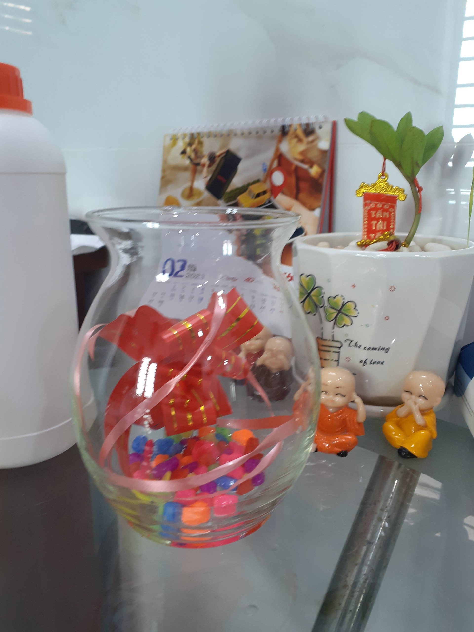 Chậu thủy tinh trồng cây thủy sinh lung linh.