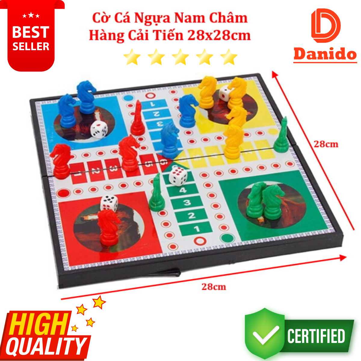 Bộ cờ cá ngựa Danido - Bộ cờ cá ngựa cao cấp kích thước 28x28 và 38x38cm - Hàng chính hãng D Danido