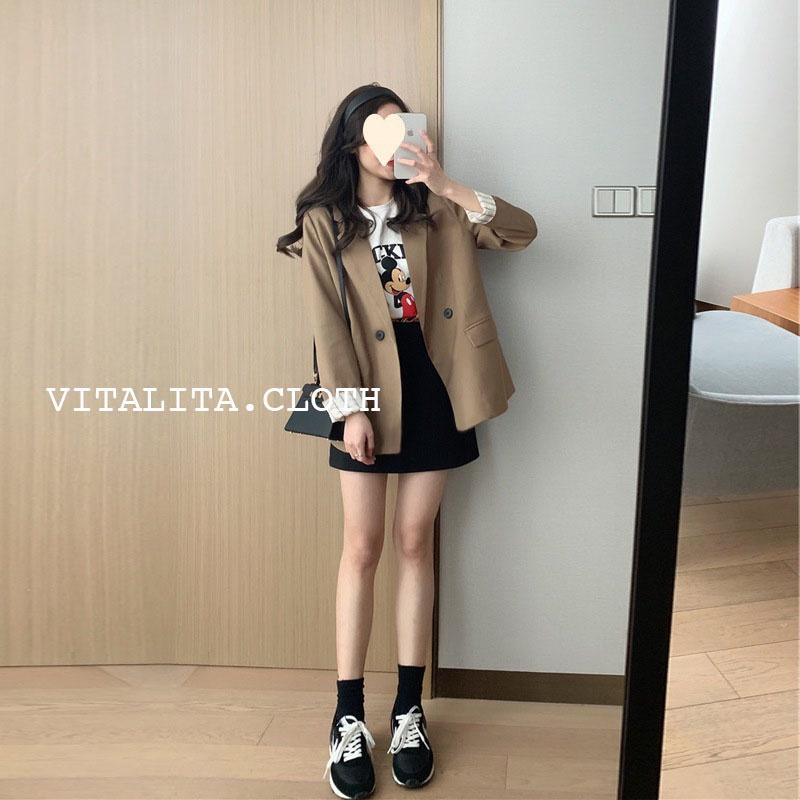 Áo blazer nữ dài tay style Hàn Quốc - Mẫu áo khoác vest nữ mặc đi làm đi chơi