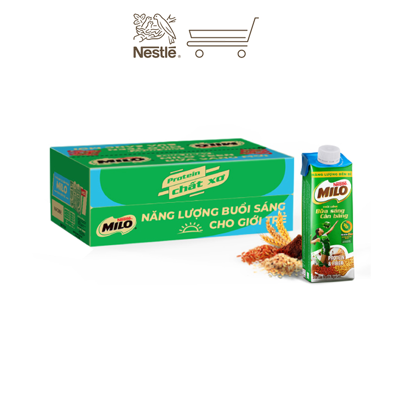 Thùng 24 hộp sữa lúa mạch Nestlé MILO Teen Bữa Sáng 200 ml