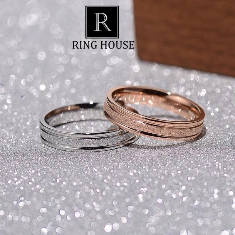 Nhẫn titan nữ nam nhẫn cặp đôi nhám sáng ngang 4mm đẹp Ring Hous