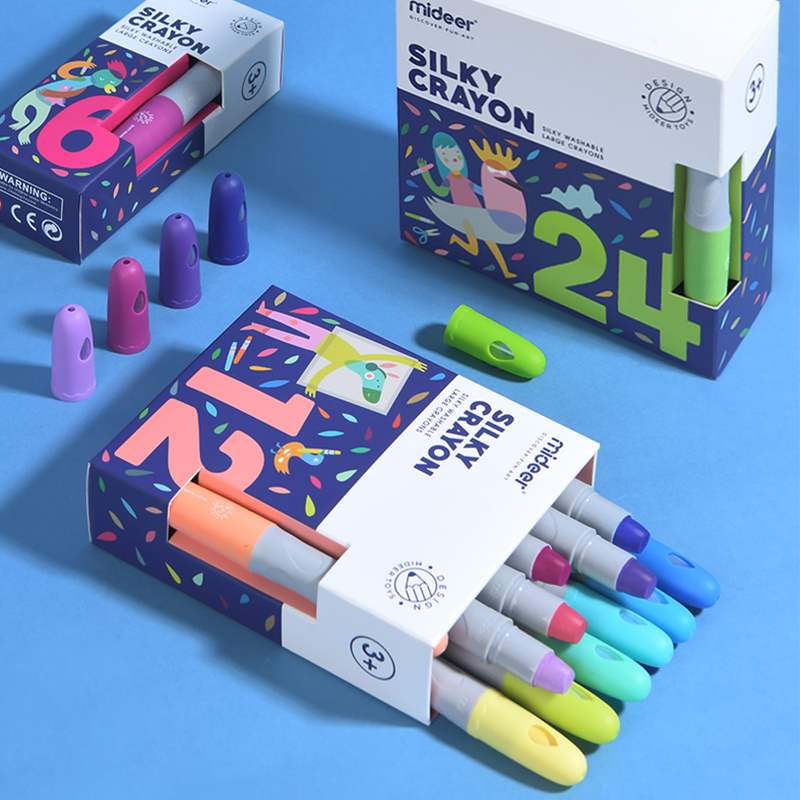 Bút Sáp Lụa tập tô an toàn dễ tẩy rửa chính hãng Mideer - Mideer Silky Washable Crayons